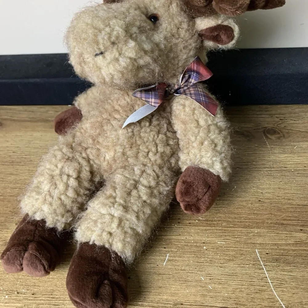 Mary Meyer 1996 Plush Mocha Moose Bean Bag Curly Stuffed Animal